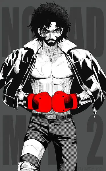 Poster anime Megalo Box menampilkan Joe