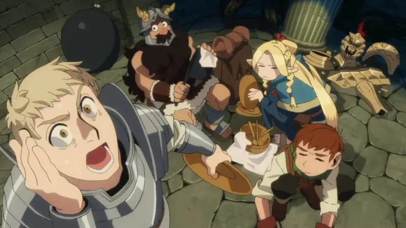 Poster resmi anime Dungeon Meshi Poster promosi anime Dungeon Meshi