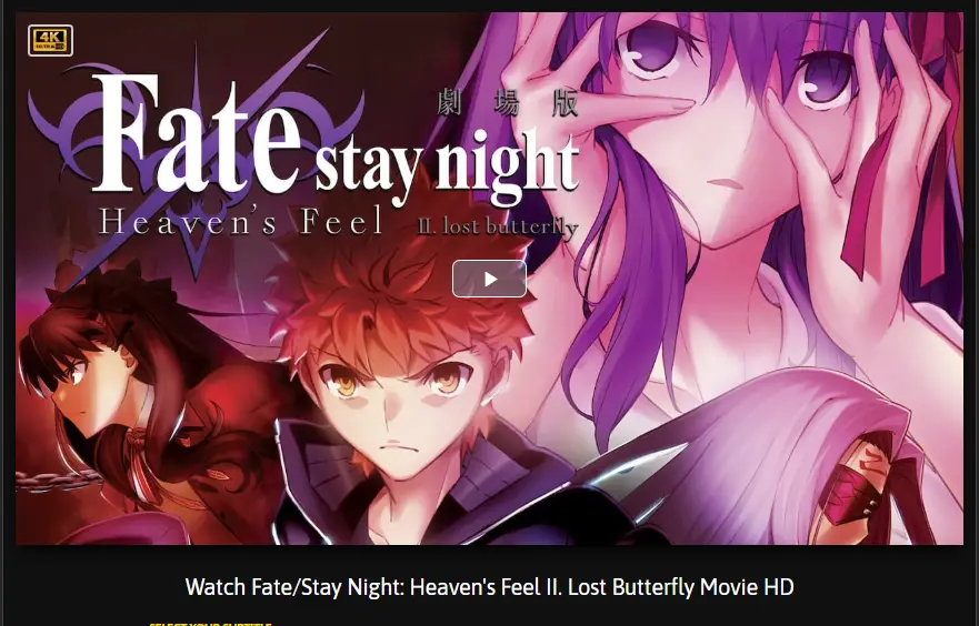 Poster film Fate Stay Night Heaven's Feel 2