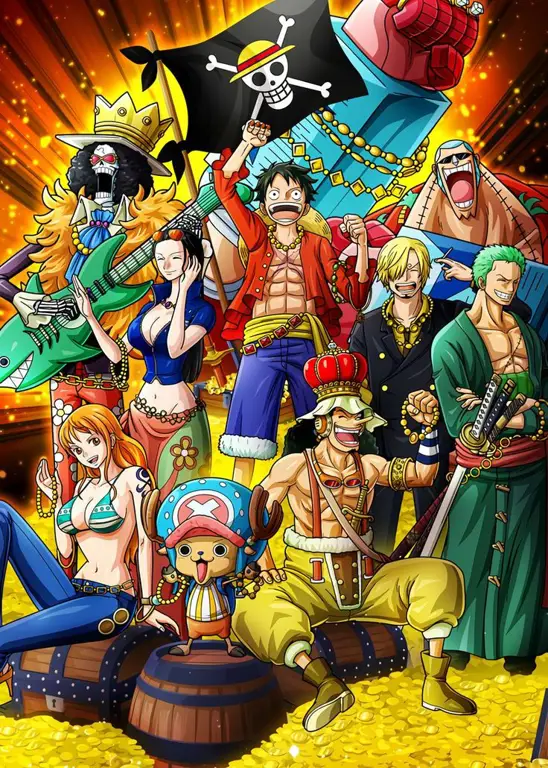 Poster yang menampilkan para karakter One Piece Poster anime One Piece
