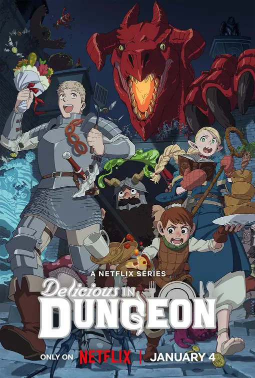 Poster resmi anime Dungeon Meshi