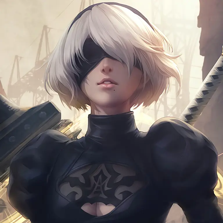 Gambar 2B, robot protagonis utama di Nier Automata