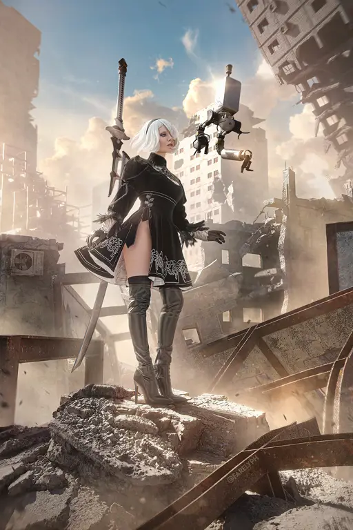 Ilustrasi 2B, salah satu karakter utama dalam game Nier Automata