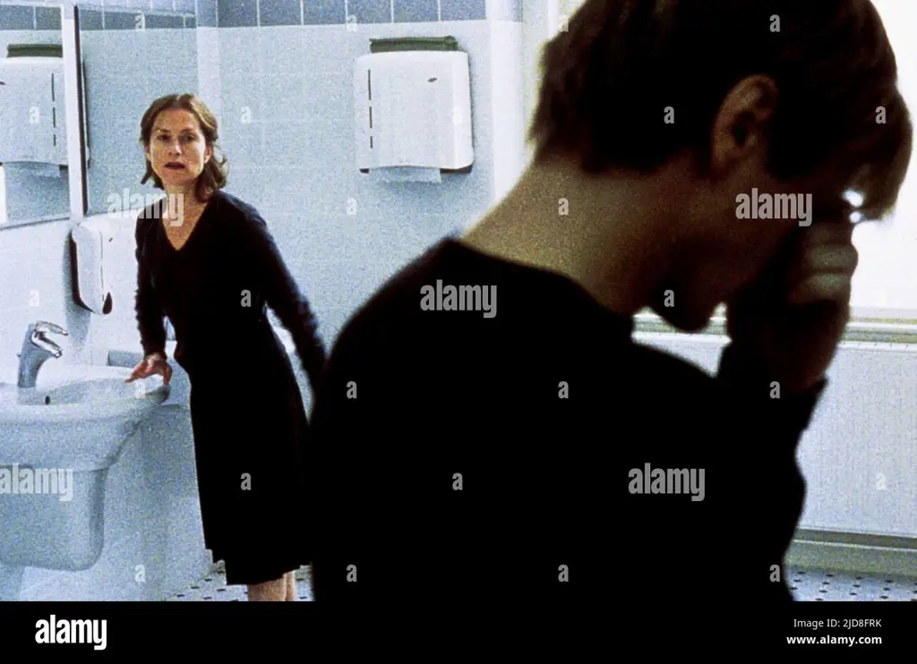 Potret aktris Isabelle Huppert dalam perannya sebagai Erika Kohut Isabelle Huppert sebagai Erika Kohut dalam film The Piano Teacher