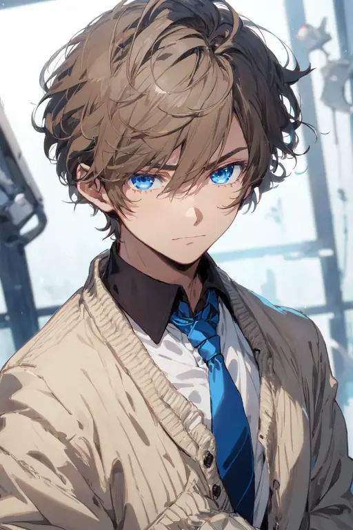 Gambar anime laki-laki bermata biru