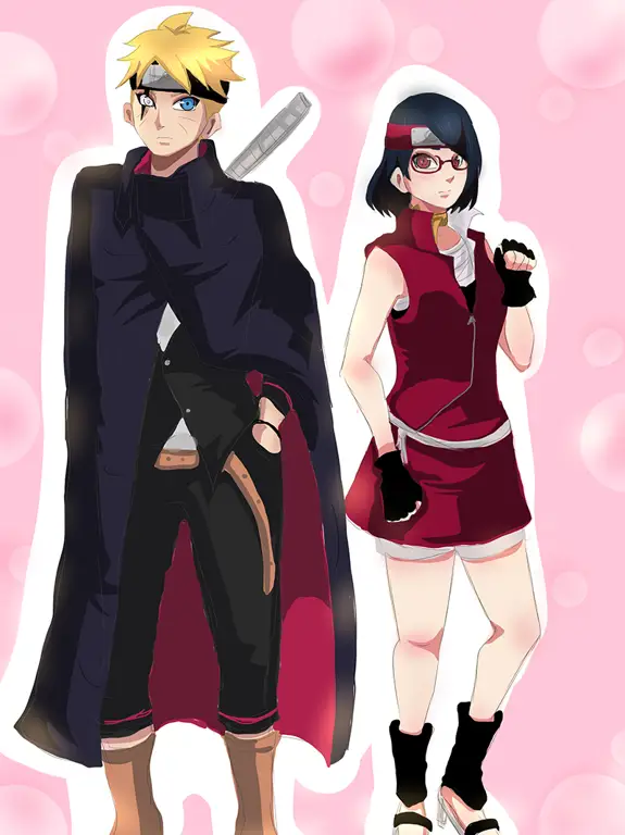 Boruto dan Sarada, dua karakter utama dalam anime Boruto.