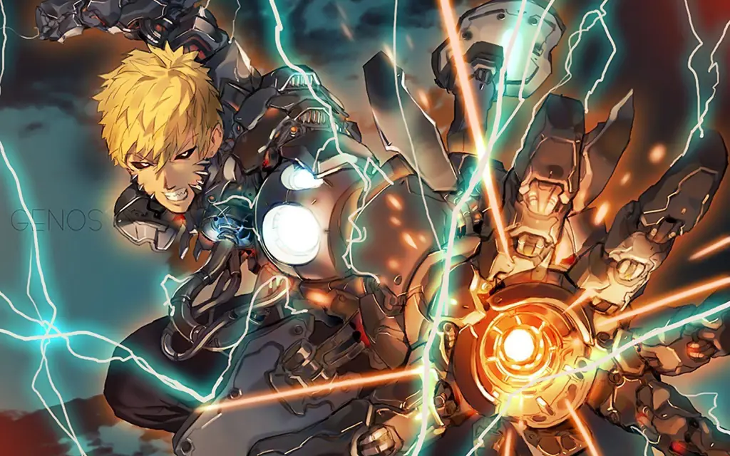 Gambar Genos dalam anime One Punch Man