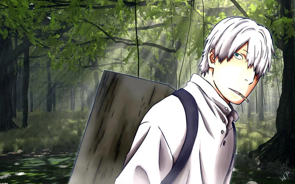 Potret Ginko yang kharismatik Ginko, tokoh utama dalam Mushishi