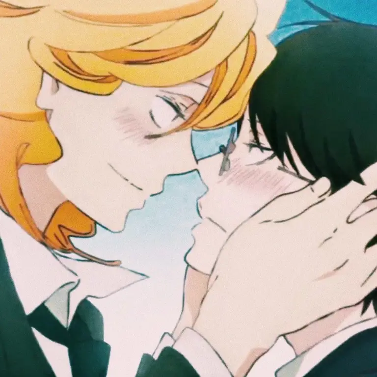 Karakter utama anime Doukyuusei, Hikaru dan Rihito