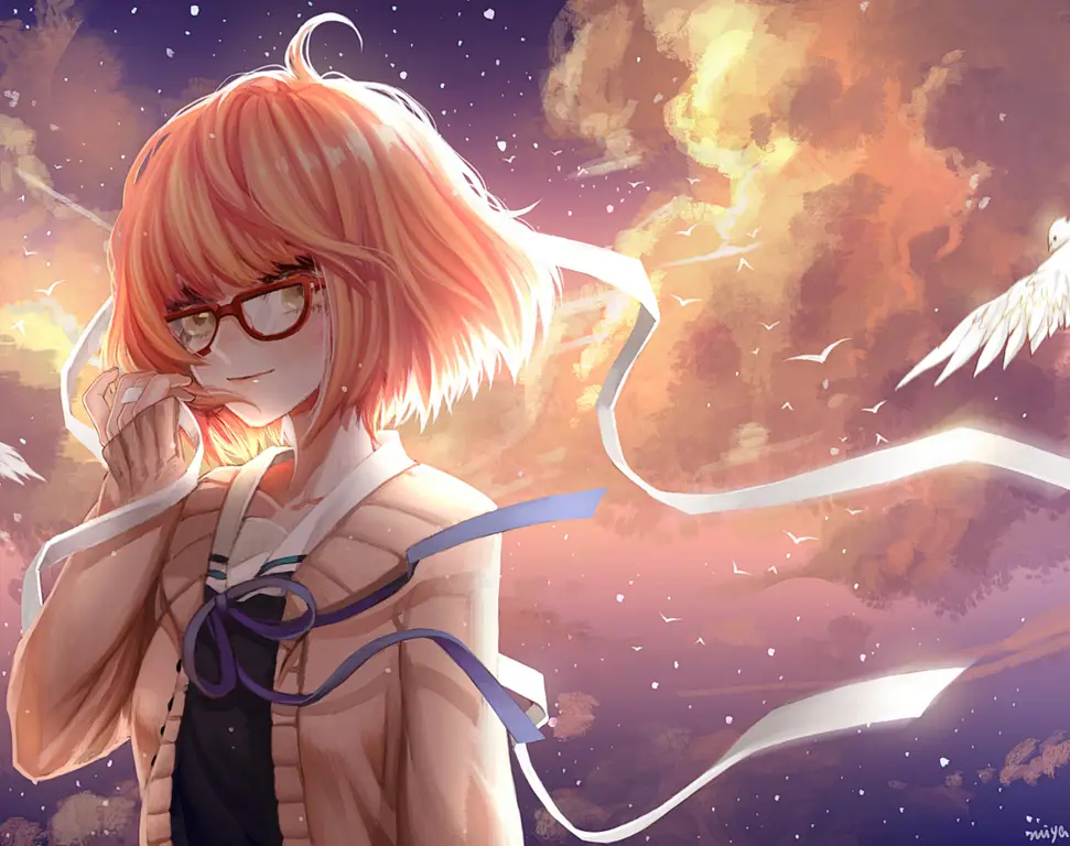 Gambar Mirai Kuriyama dari anime Kyokai no Kanata