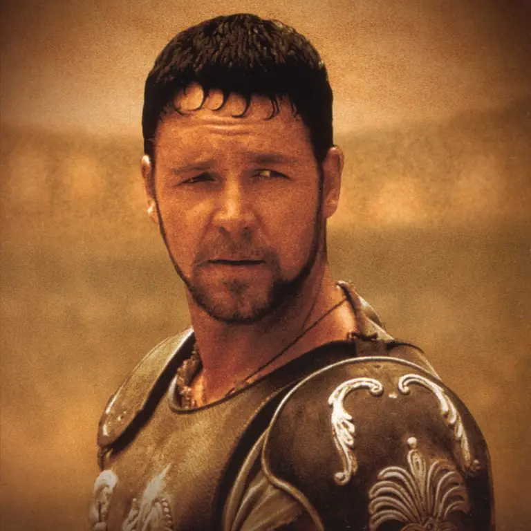 Potret Russell Crowe sebagai Maximus, sang Gladiator Russell Crowe sebagai Maximus Decimus Meridius