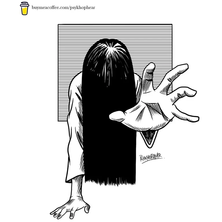 Ilustrasi Sadako-san dalam anime