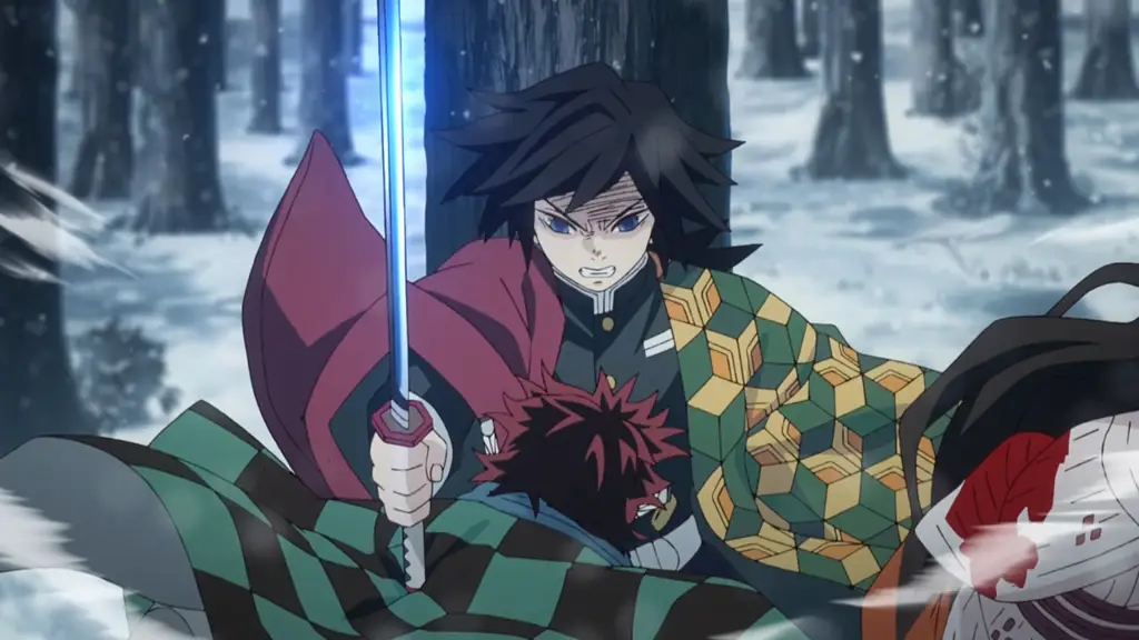Potret Tanjiro di awal kisahnya Tanjiro Kamado dalam Kimetsu no Yaiba episode 1