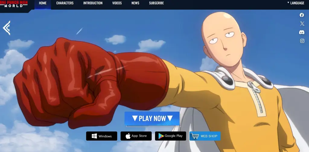 Gambar tampilan saat mengunduh game One Punch Man World