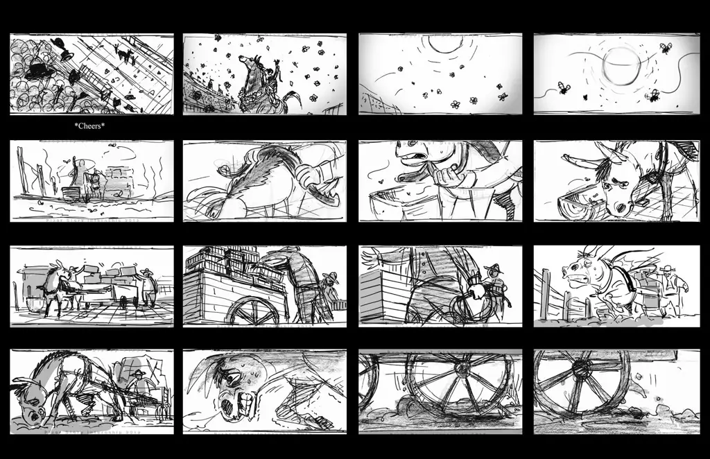 Para seniman storyboard Disney sedang bekerja