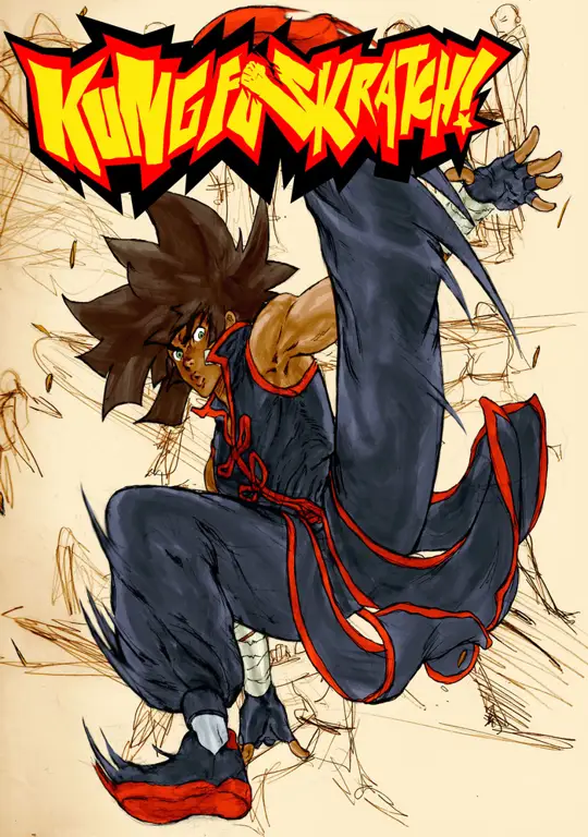 Gambar latihan kung fu yang intens dalam manga