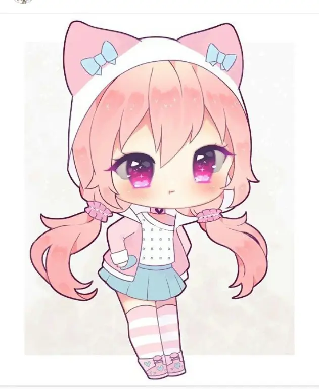 Gambar sketsa anime girl chibi yang sedang digambar