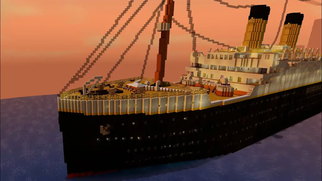 Animasi timelapse pembangunan Titanic di Minecraft