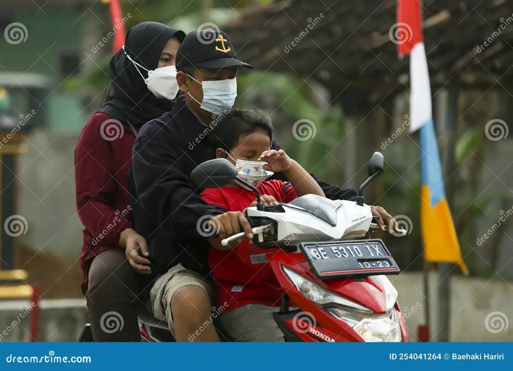 Warga Bandar Lampung menggunakan masker