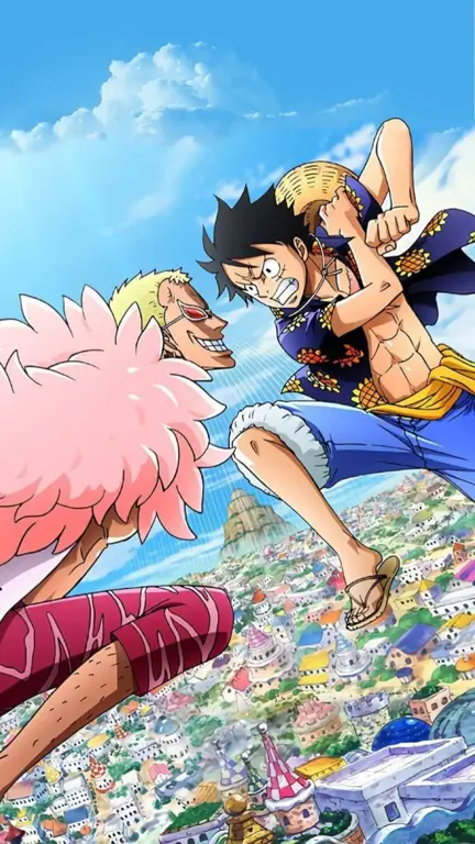 Luffy dan Doflamingo bertarung sengit dalam One Piece Episode 761