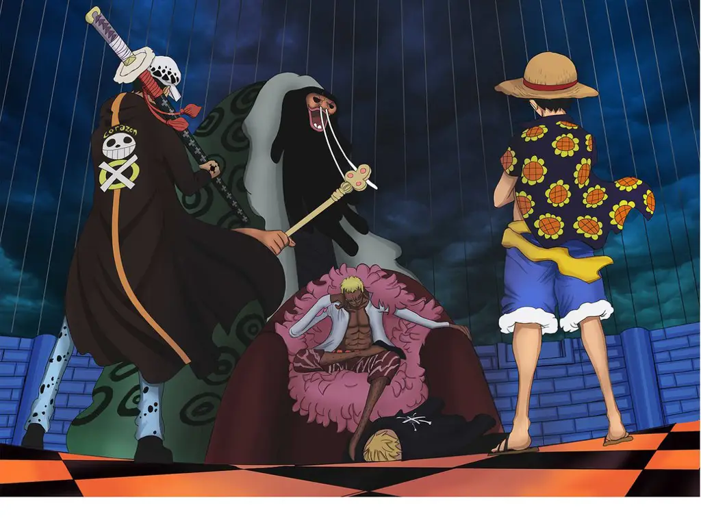 Luffy melawan Doflamingo dalam One Piece Episode 736