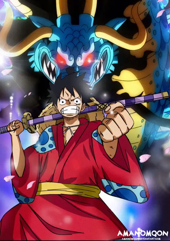 Luffy melawan Kaido dalam pertarungan sengit di One Piece Chapter 1008.