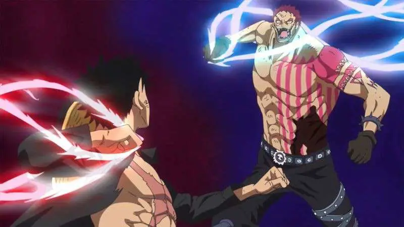 Luffy dan Katakuri bertarung sengit dalam pertarungan yang menegangkan.