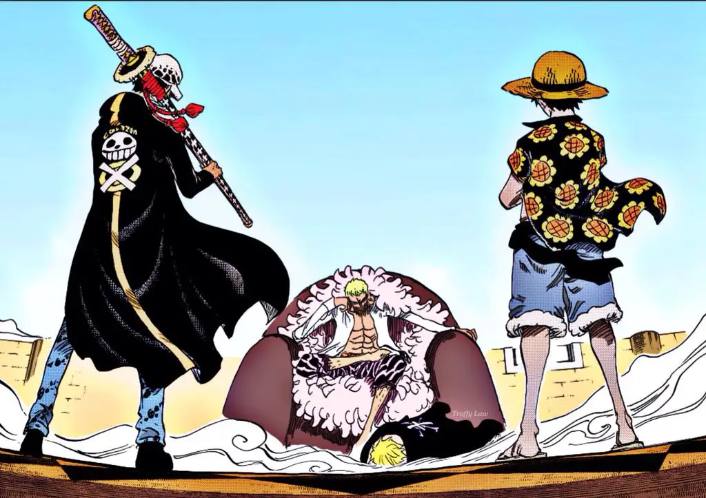 Puncak Pertarungan Luffy vs Doflamingo Luffy mengalahkan Doflamingo dalam pertarungan klimaks di Dressrosa