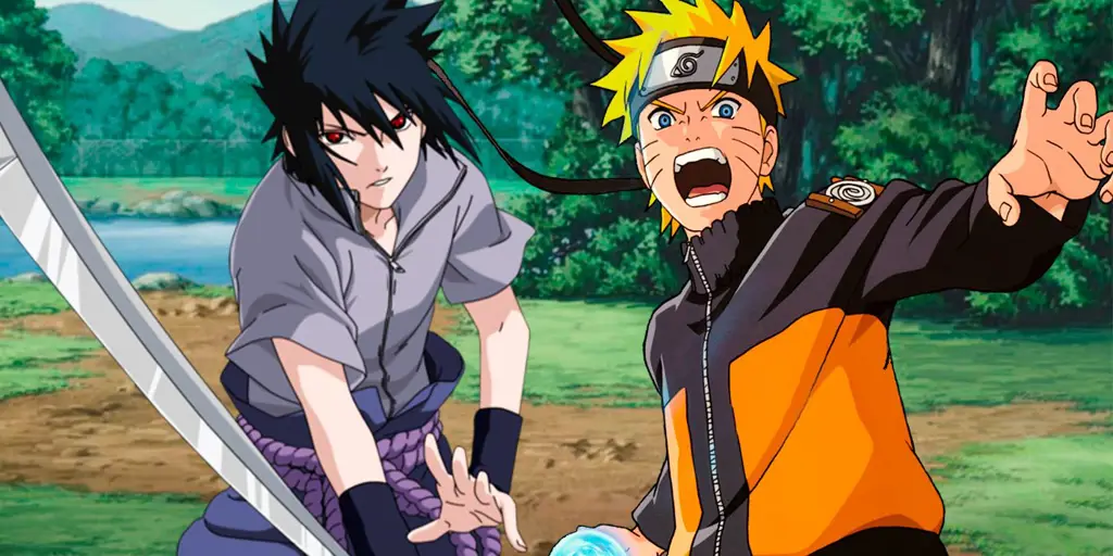 Puncak pertarungan Naruto dan Sasuke Naruto dan Sasuke bertarung dengan sengit