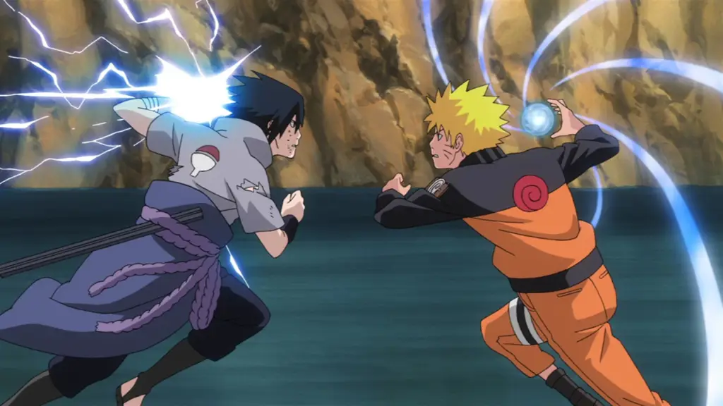 Naruto dan Sasuke bertarung dengan sengit