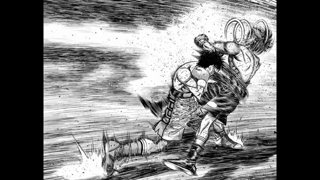 Adegan pertarungan akhir yang menegangkan dalam komik Hajime no Ippo.