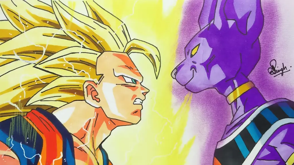 Goku dan Lord Beerus bertarung sengit