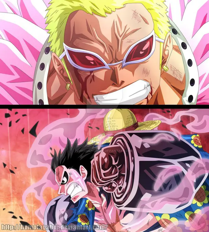 Luffy dan Doflamingo bertarung sengit dalam One Piece episode 708.