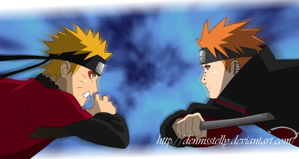 Puncak Pertempuran Naruto vs Pain Adegan pertarungan epik antara Naruto dan Pain