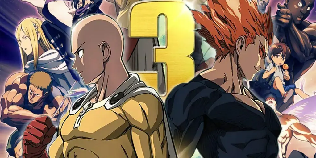 Saitama dan Garou bertarung dalam pertempuran yang intens.