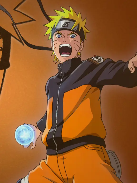 Rasengan, salah satu jurus andalan Naruto Gambar Naruto menggunakan Rasengan