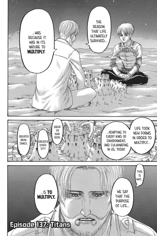 Gambar yang menunjukkan reaksi penggemar terhadap Attack on Titan Chapter 137