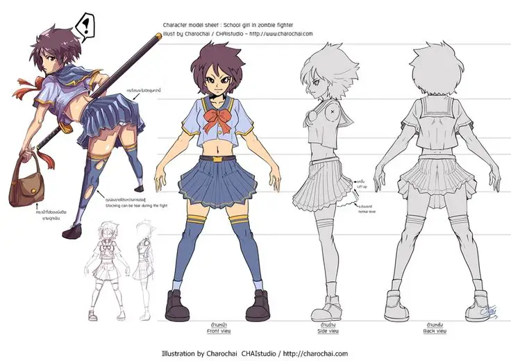 Gambar referensi desain karakter anime