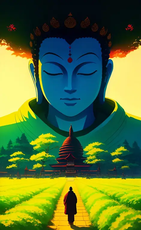 Gambar anime yang menampilkan tokoh Buddha