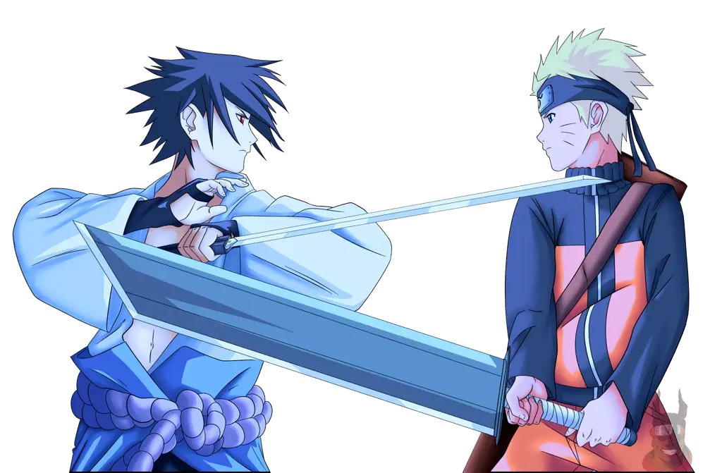 Naruto dan Sasuke bertemu kembali dengan tatapan serius