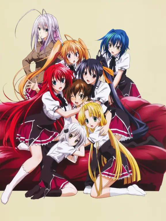 Gambar Rias Gremory, Akeno Himejima, dan Asia Argento