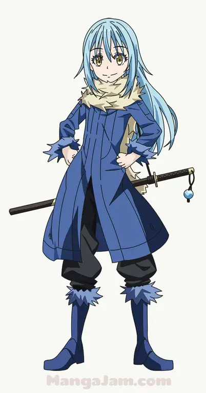 Rimuru Tempest, sang protagonis utama Ilustrasi Rimuru Tempest dalam manga That Time I Got Reincarnated as a Slime