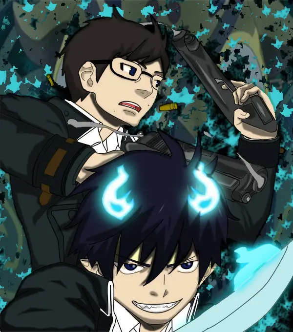 Rin dan Yukio Okumura, dua bersaudara protagonis dalam anime Blue Exorcist.