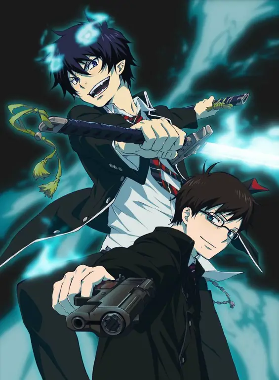 Rin dan Yukio Okumura, dua bersaudara protagonis dalam anime Blue Exorcist.