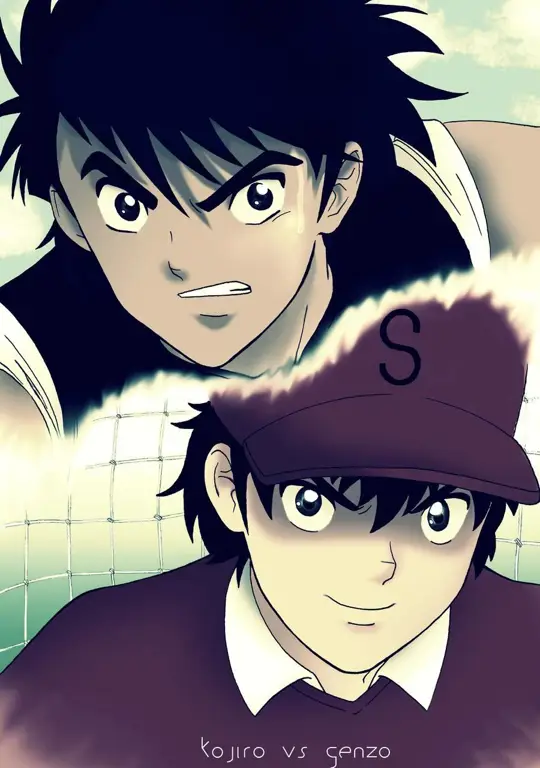 Gambar Genzo Wakabayashi dan Kojiro Hyuga dalam Captain Tsubasa Remake Episode 1