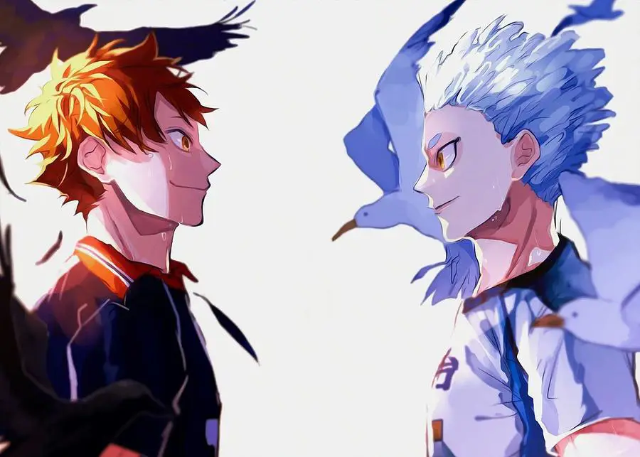 Pertandingan voli antara Hinata dan Kageyama