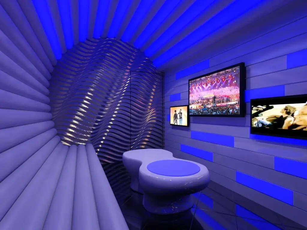 Interior ruangan karaoke yang nyaman dan modern