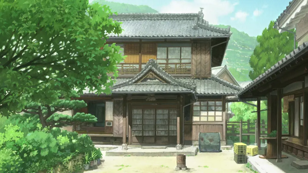 Gambar rumah anime bergaya tradisional Jepang