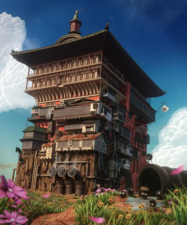 Rumah pemandian di dunia roh dalam film Spirited Away.