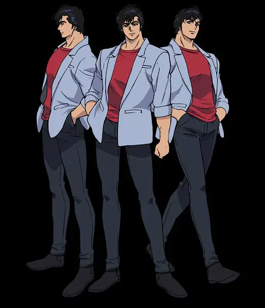 Ryo Saeba, karakter utama City Hunter, dengan senjatanya